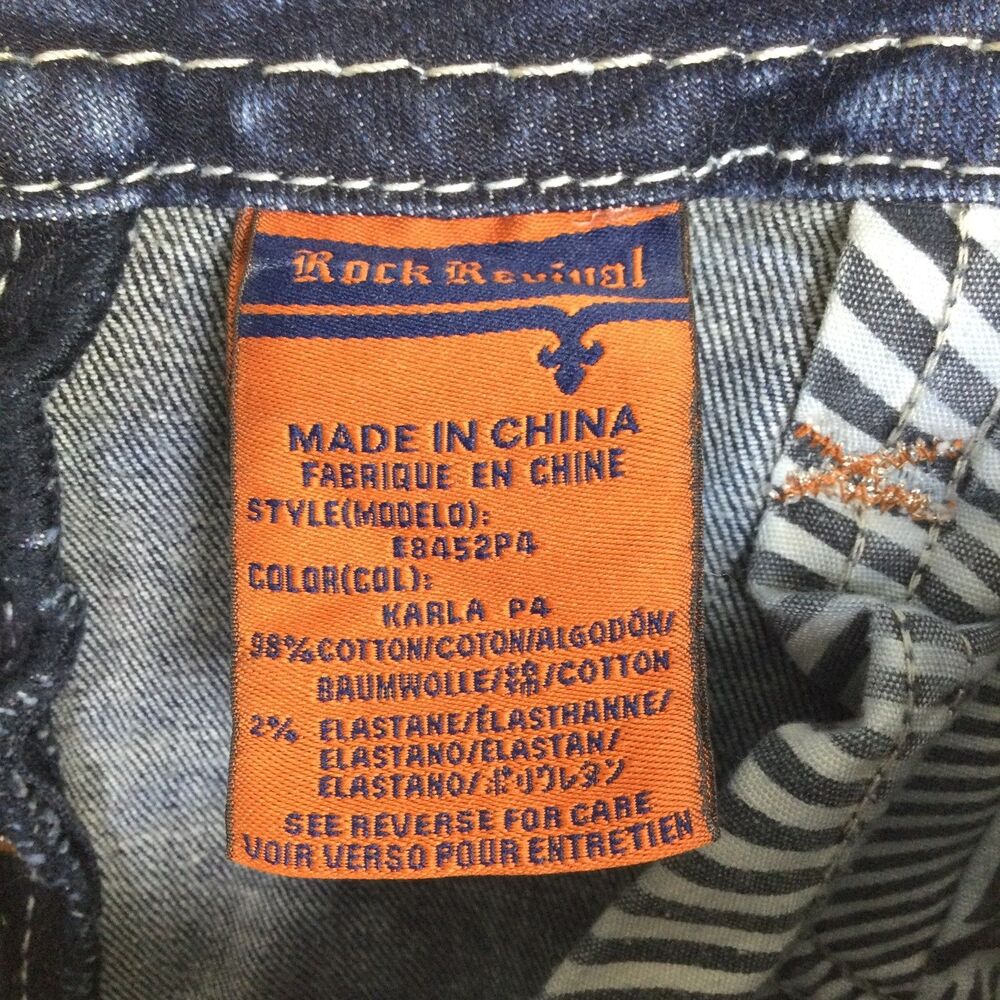 Rock Revival Women's Distressed Karla Capri Jeans Straight Leg Blue Size 26 - Picture 15 of 16